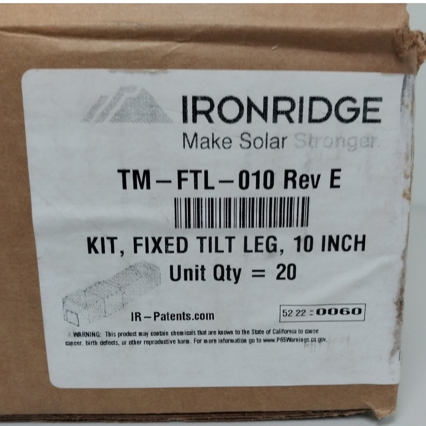New Ironridge 10-Inch Fixed Tilted Leg Solar Panel Module Kit w Hardware OpenBox