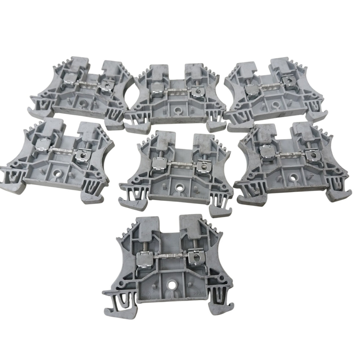 DIN Rail 2-Position Screw Feed-Through Terminal Block — 7-Pack, New