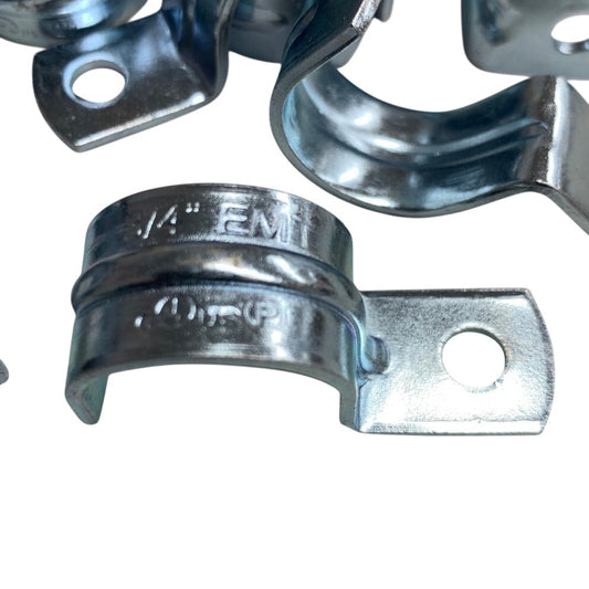 Box of 100 New Eaton 3/4" Metal Snap On Type Pipe Strap One Hole EMT Clamps