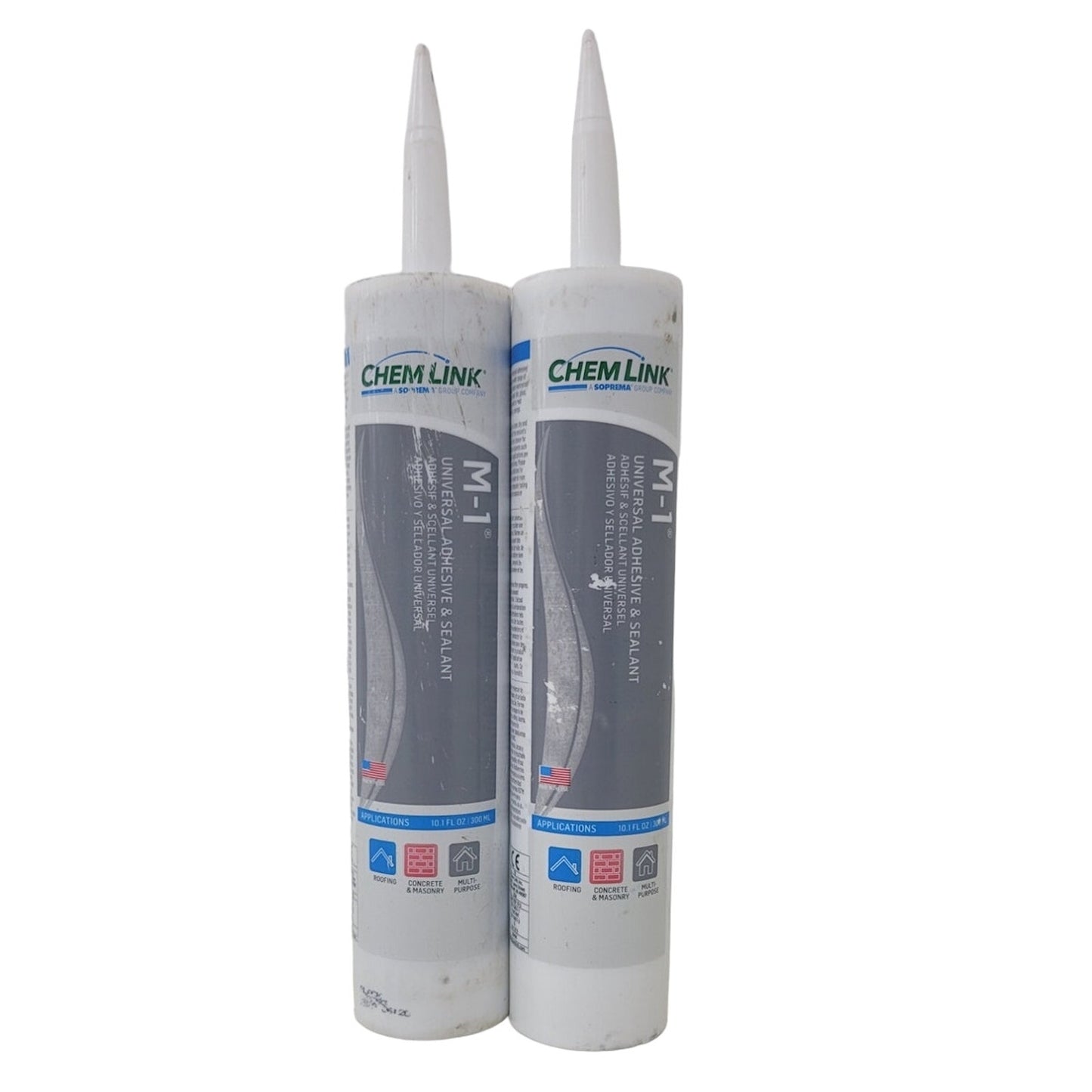 2 New Chemlink M-1 BLACK Universal Adhesive & Sealant Black Caulk Tubes