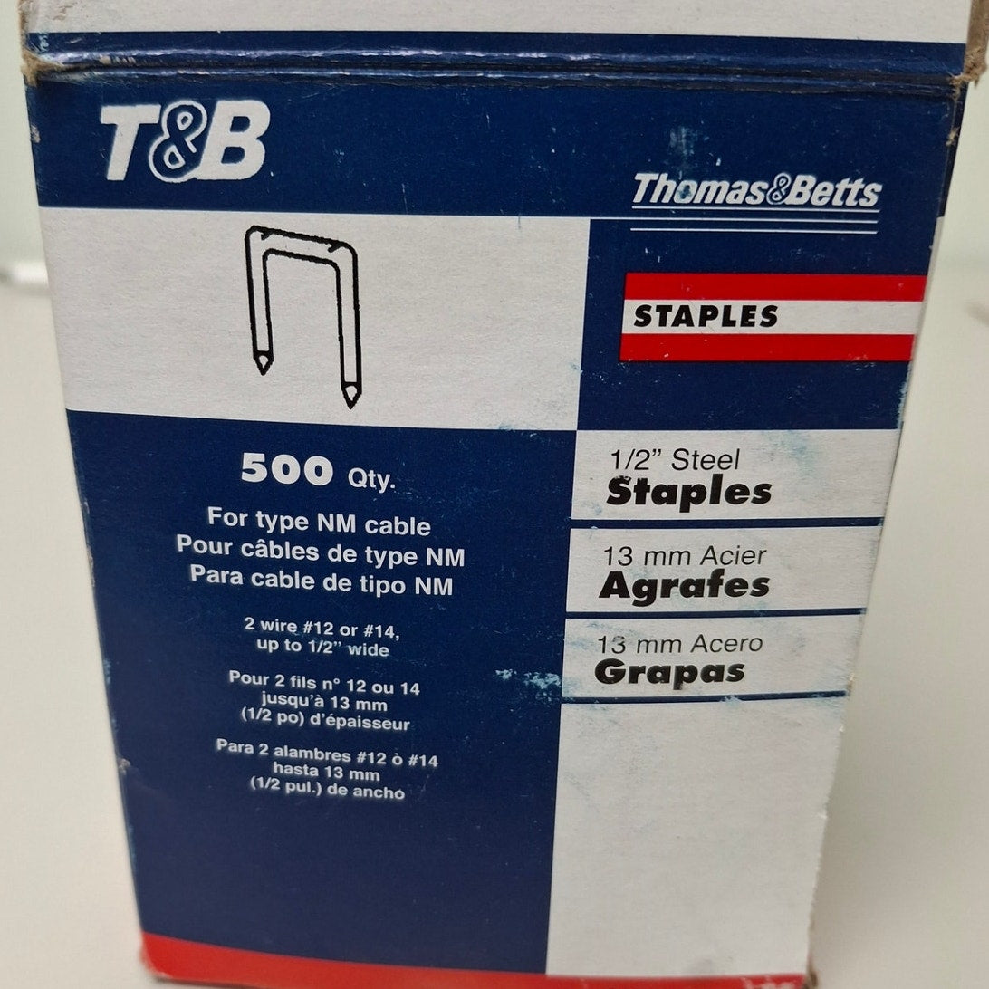 430 New Thomas & Betts 1/2" Steel Staples Open Box Type NM Cable 2.5" Wide Max