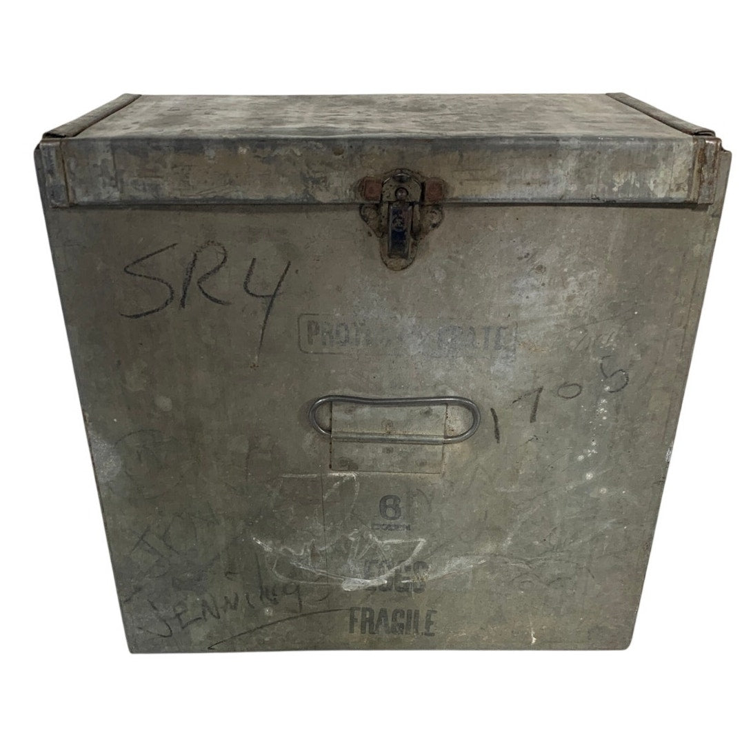 Vintage Industrial Galvanized Steel "EGGS" Wire Handle Delivery Crate