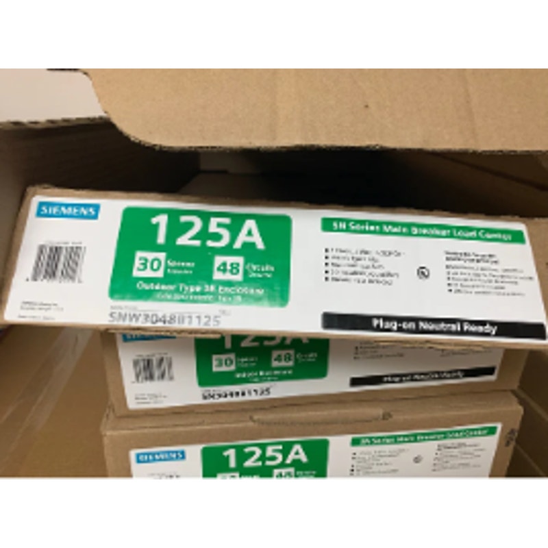 New Siemens 125A 30 Space 48 Circuit Main Breaker Outdoor 3R Electric Load Panel