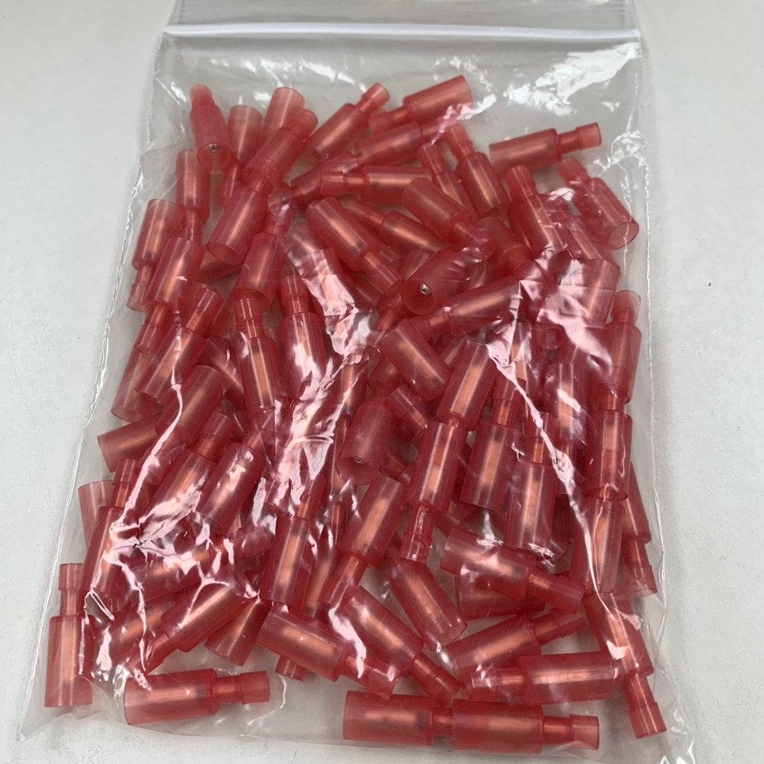 100 New Thomas Betts Red Nylon Male Wired Bullet Connectors TNF18-4MB-XV