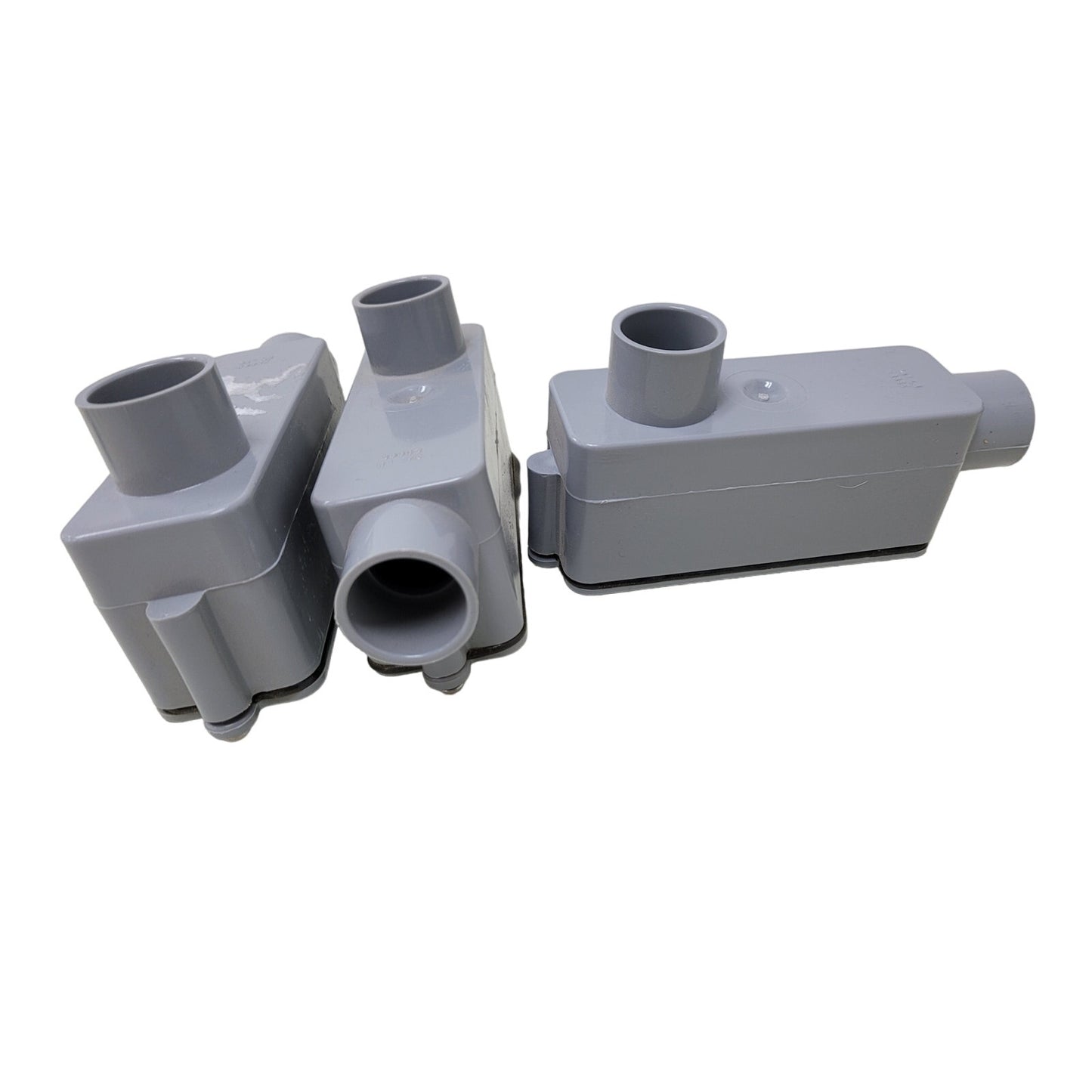 Lot of 3 — Carlon PVC 3/4" Type LB Conduit Bodies with Covers (New)