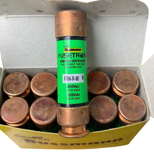 10 New In Box Cooper Bussmann Fusetron FRN-R-60 Time Delay Class RK5 Fuses