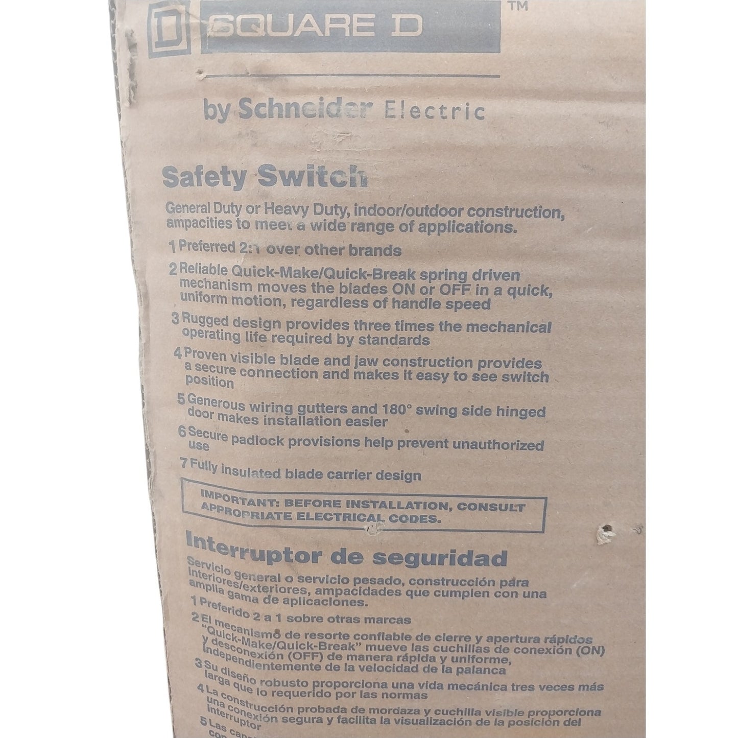 New In Box Square D 100A General Duty Safety Switch GDSS Metal Electrical Box