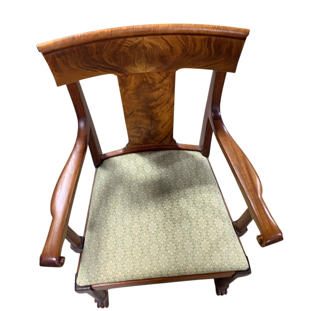 Vintage Empire Biedermeier Style Solid Wood Mahogany Armchair Dining Room Chair