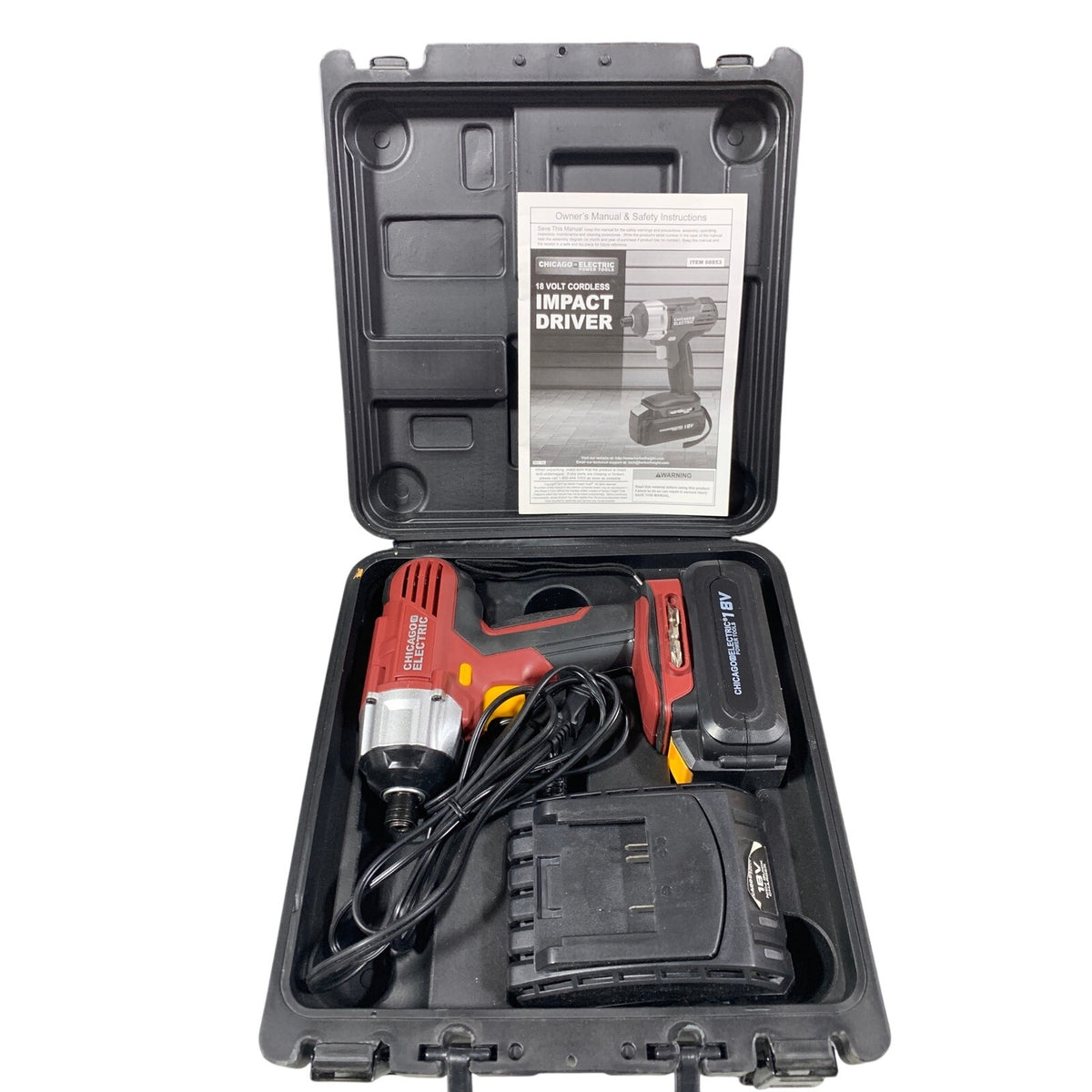 Chicago Electric 14 Volt Cordless Impact Driver Kit with Case Charger & Battery