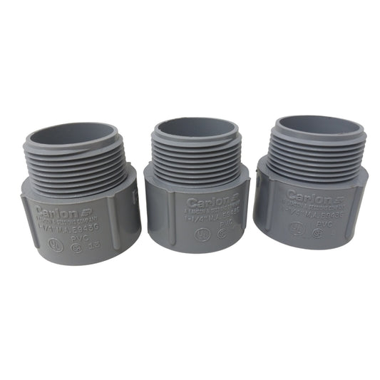 Carlon E943G 1-1/4" PVC Male Terminal Adapter — 3-Pack, New