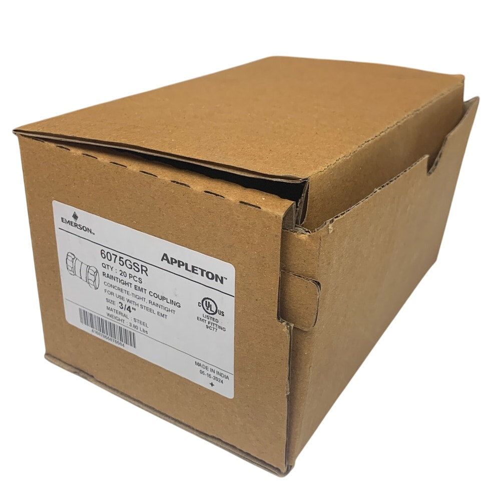 20 New In Box Emerson Appleton 3/4" Concrete Raintight EMT Couplings 6075GSR