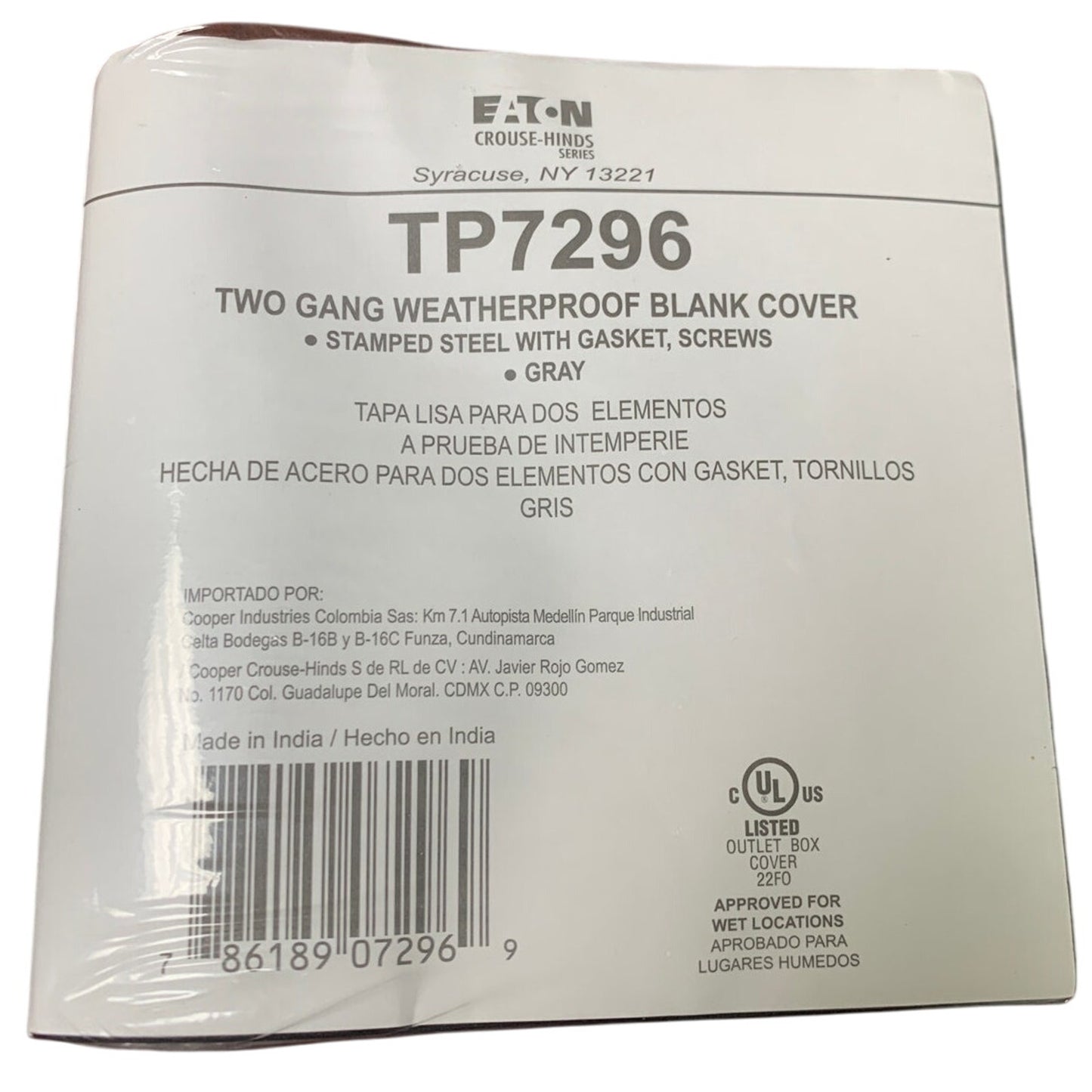New Eaton TP7296 Two Gang Weatherproof Aluminum 4.5" Outlet Box Cover