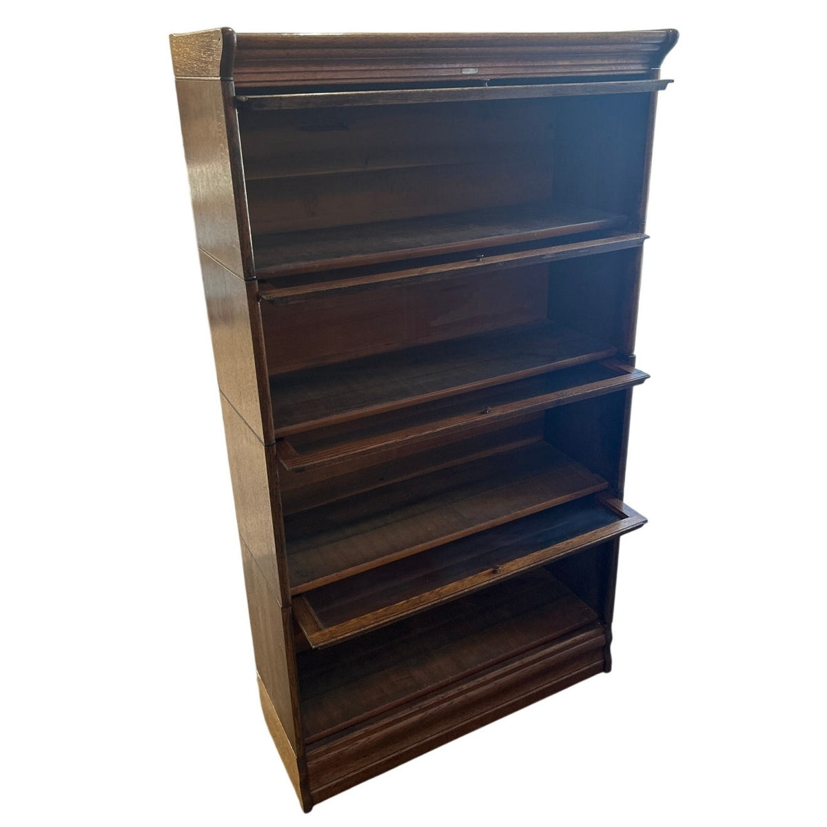 Vintage Solid Wood Barrister / Lawyer Bookcase with Glass Doors