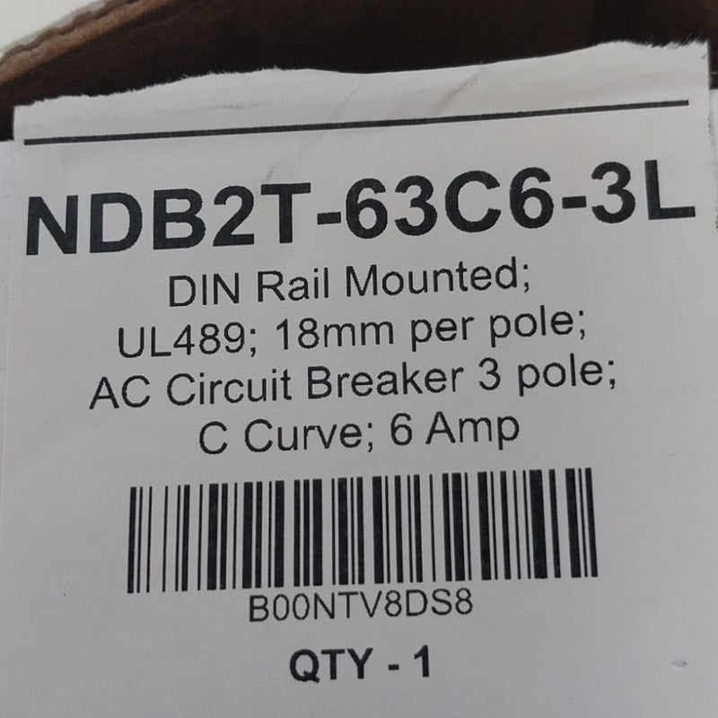New Open Box ASI Nader NDB2T-63C6-3L 3 Pole Unit Moulded Case Circuit Breaker