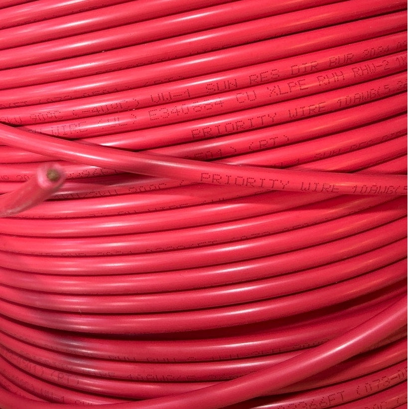 New Red Priority Wire 10 AWG 19 Copper Stranded 2KV-CU PV Photovoltaic Wire