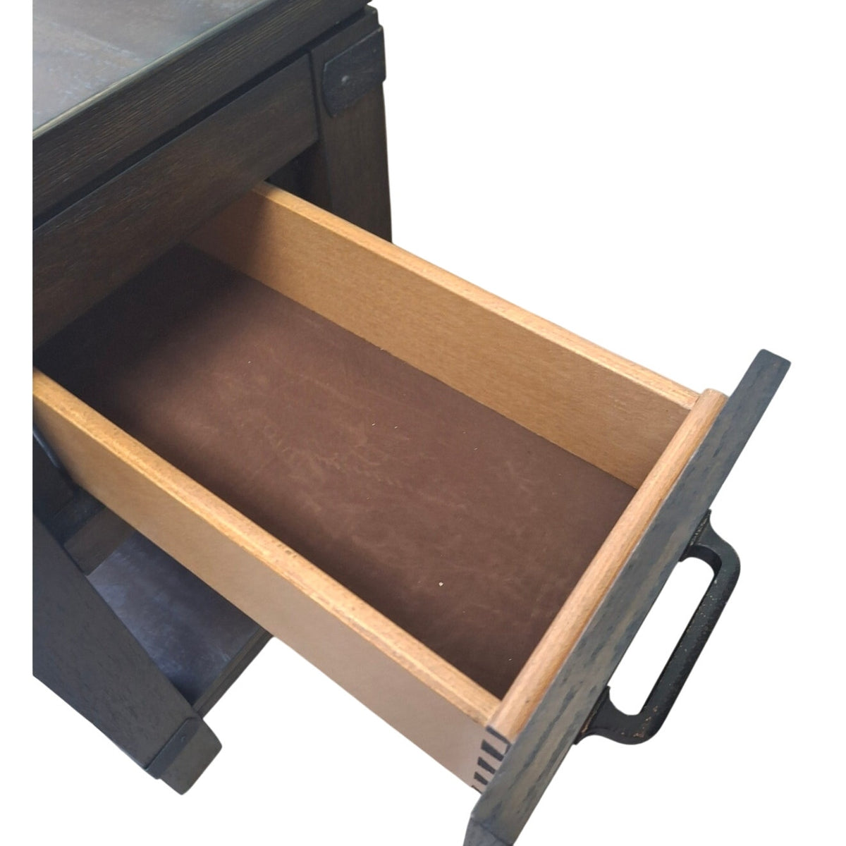 Craftsman Style Dark Solid Wood Side Table Rustic Hardware Dovetail Joint Drawer