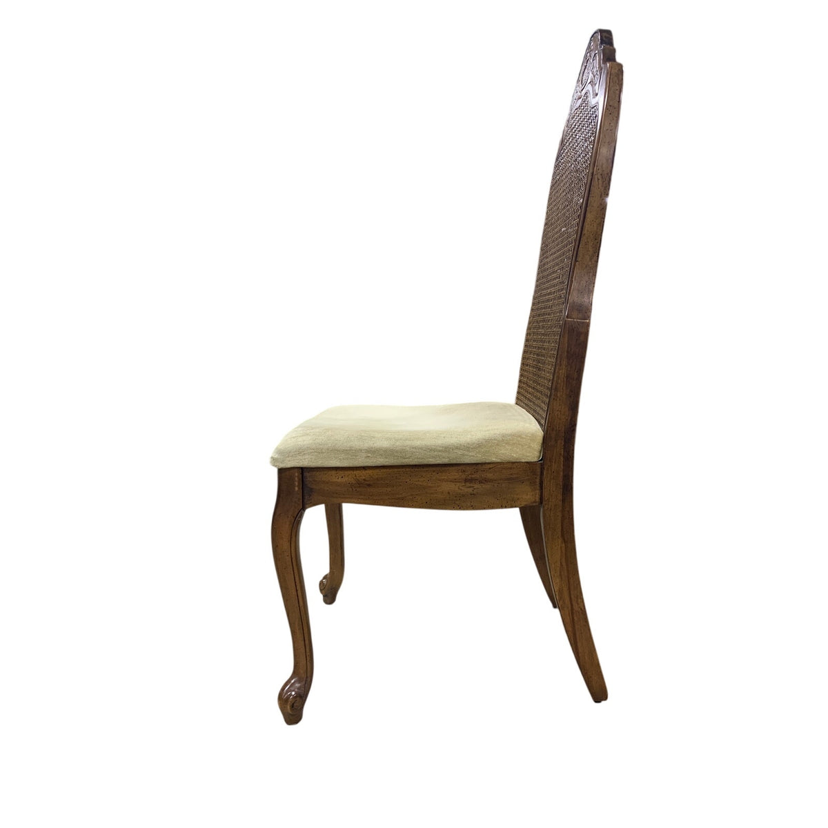 Vintage French Provincial Style Carved Cane-Back Accent Chair