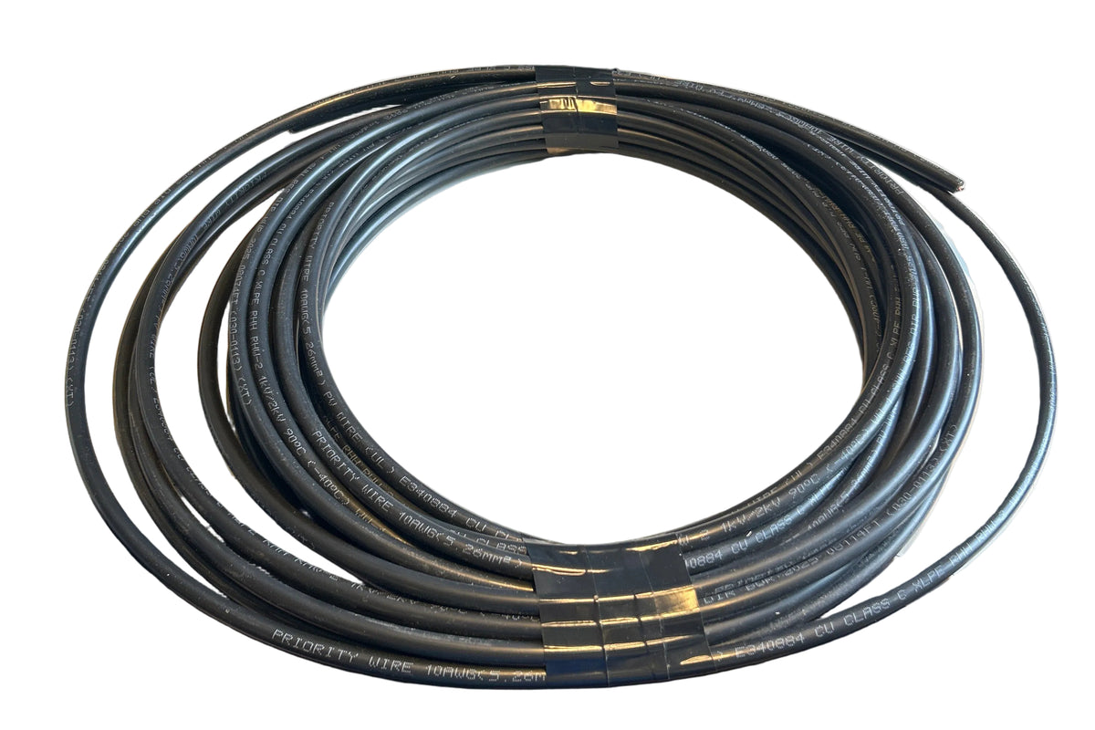 New Black Priority Wire 10 AWG 19 Copper Stranded 2KV-CU PV Photovoltaic Wire