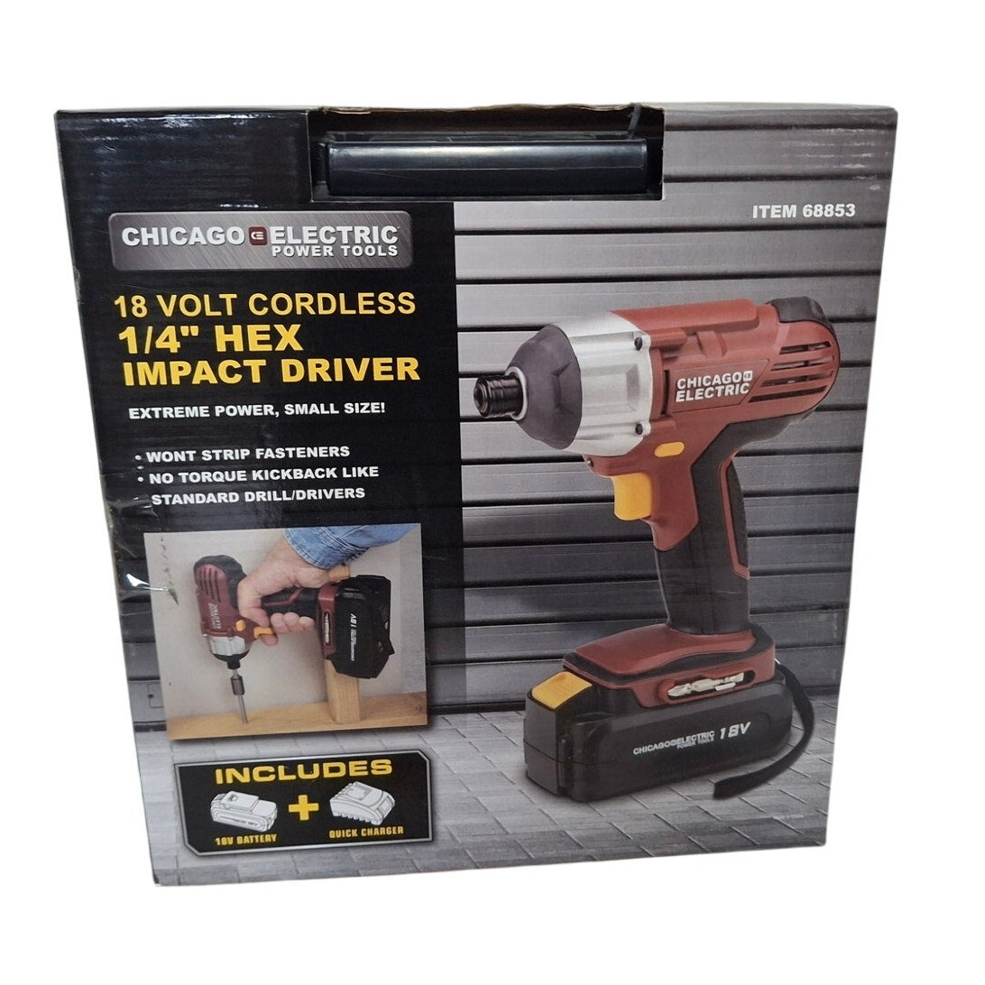 Chicago Electric 14 Volt Cordless Impact Driver Kit with Case Charger & Battery