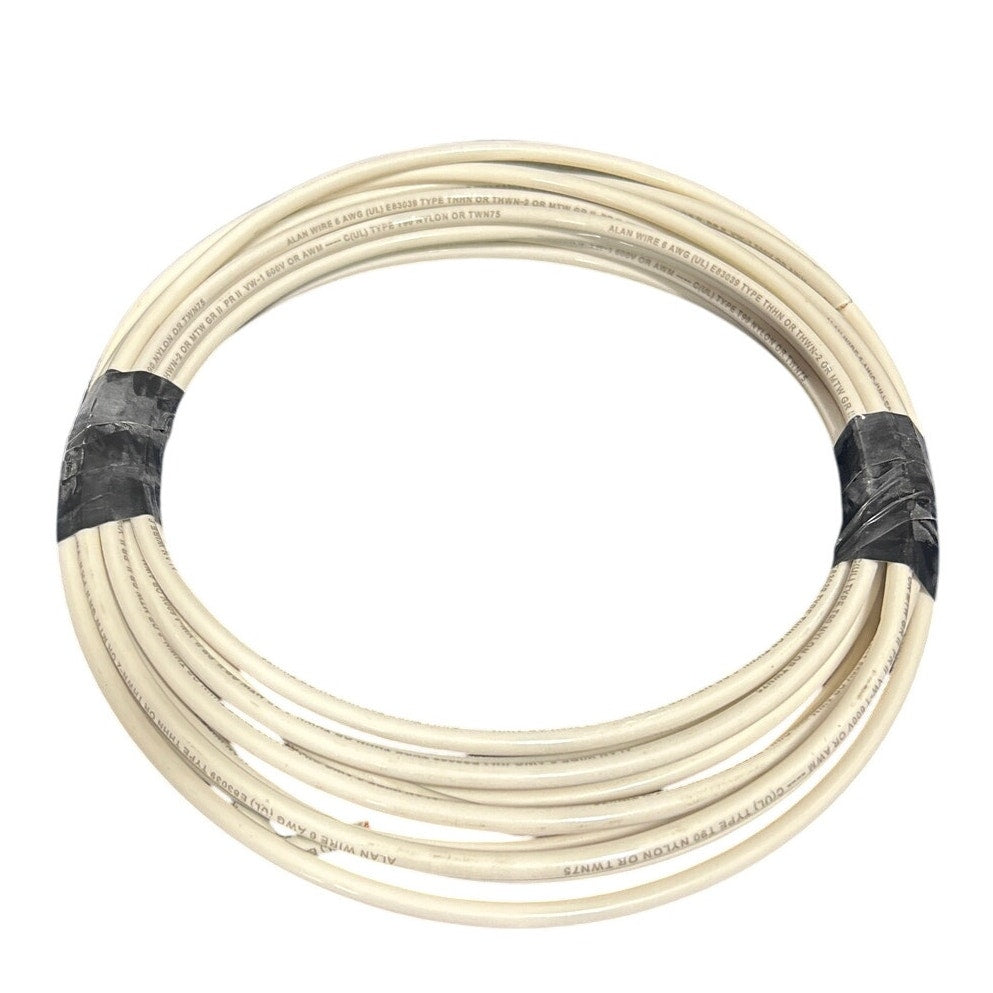 New White 6 AWG THHN THWN Alan Wire Stranded Copper Wire - Open Box
