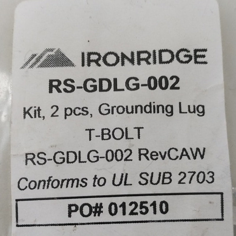 New Ironridge RS-GDLG-002 2pcs Grounding Lug T-Bolt Kit