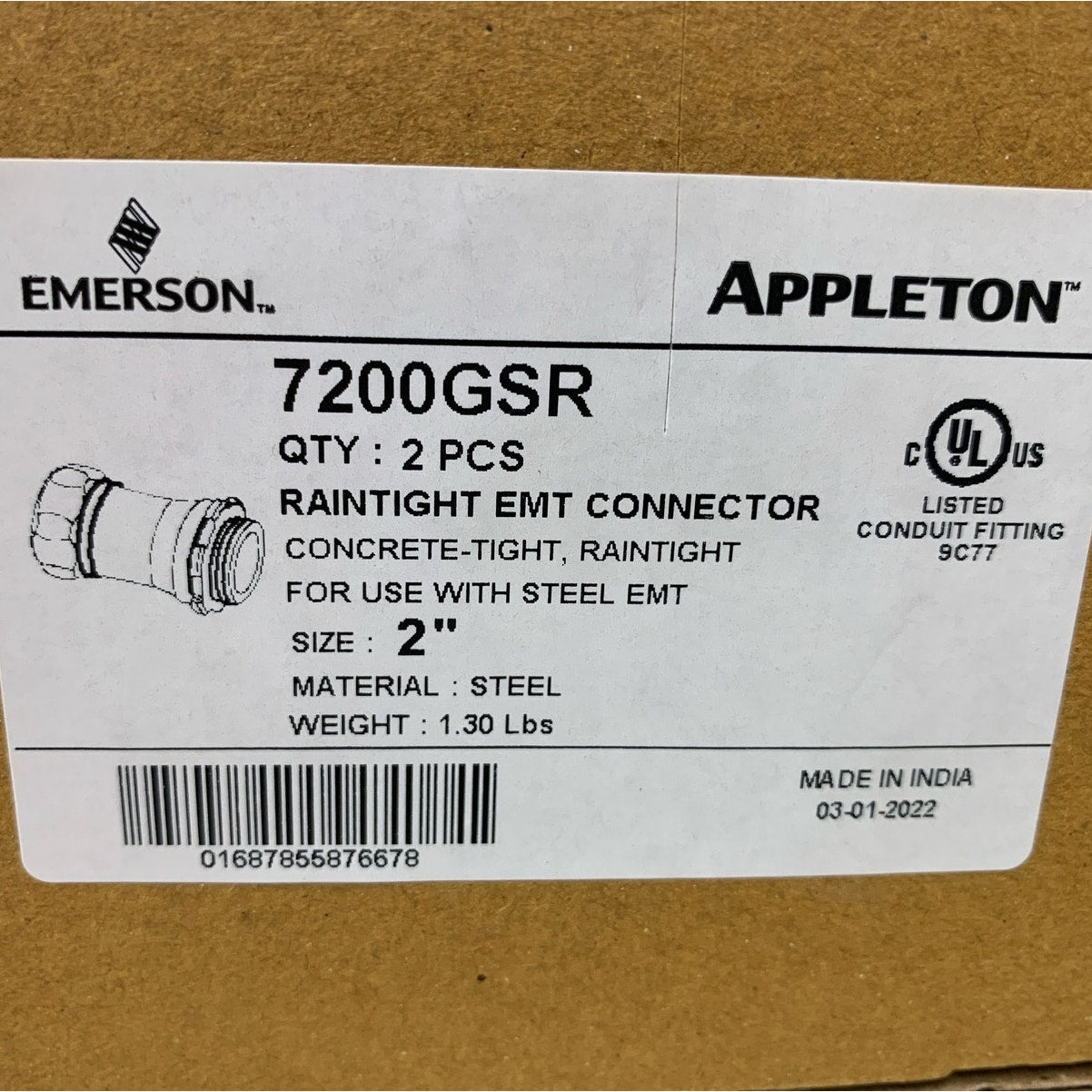 2 New in Box Appleton 7200GSR 2" Raintight Steel EMG Connector for Use with EMT