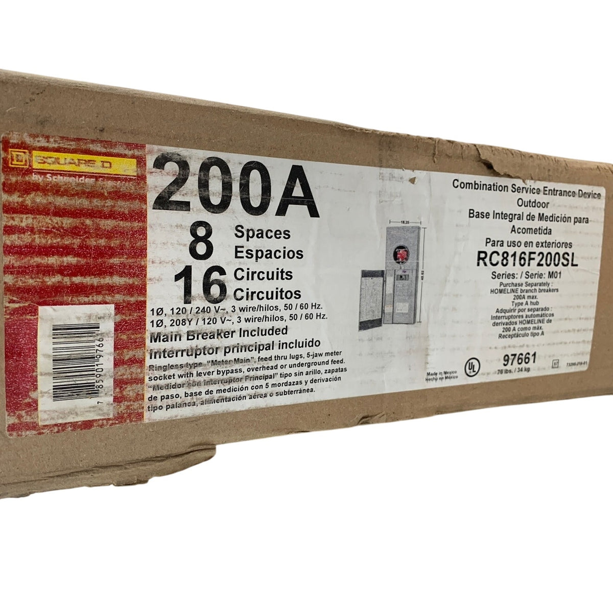 Square D RC816F200SL 200A Outdoor MeterMain Combo Service Entrance — New