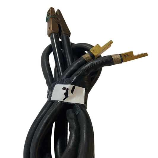 Vintage Heavy-Gauge Rubber Jumper Cables 3 ft with Spade Lugs — Pair, Used