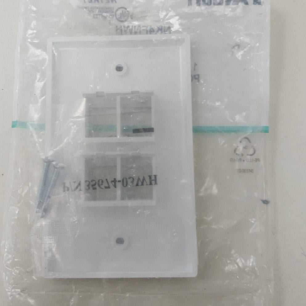 New Panduit Netkey NK4FNWH 4 Position White Plastic Faceplate