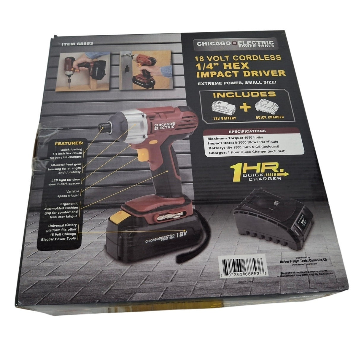 Chicago Electric 14 Volt Cordless Impact Driver Kit with Case Charger & Battery