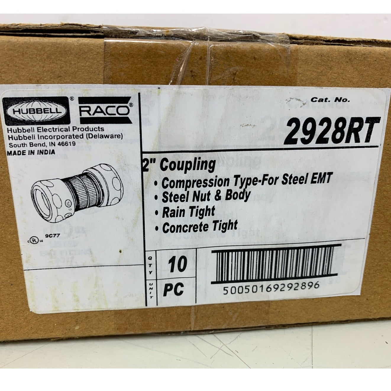 10 New Hubbell Raco 2928RT 2" Compression Type for Steel EMT Rain Tight Coupling