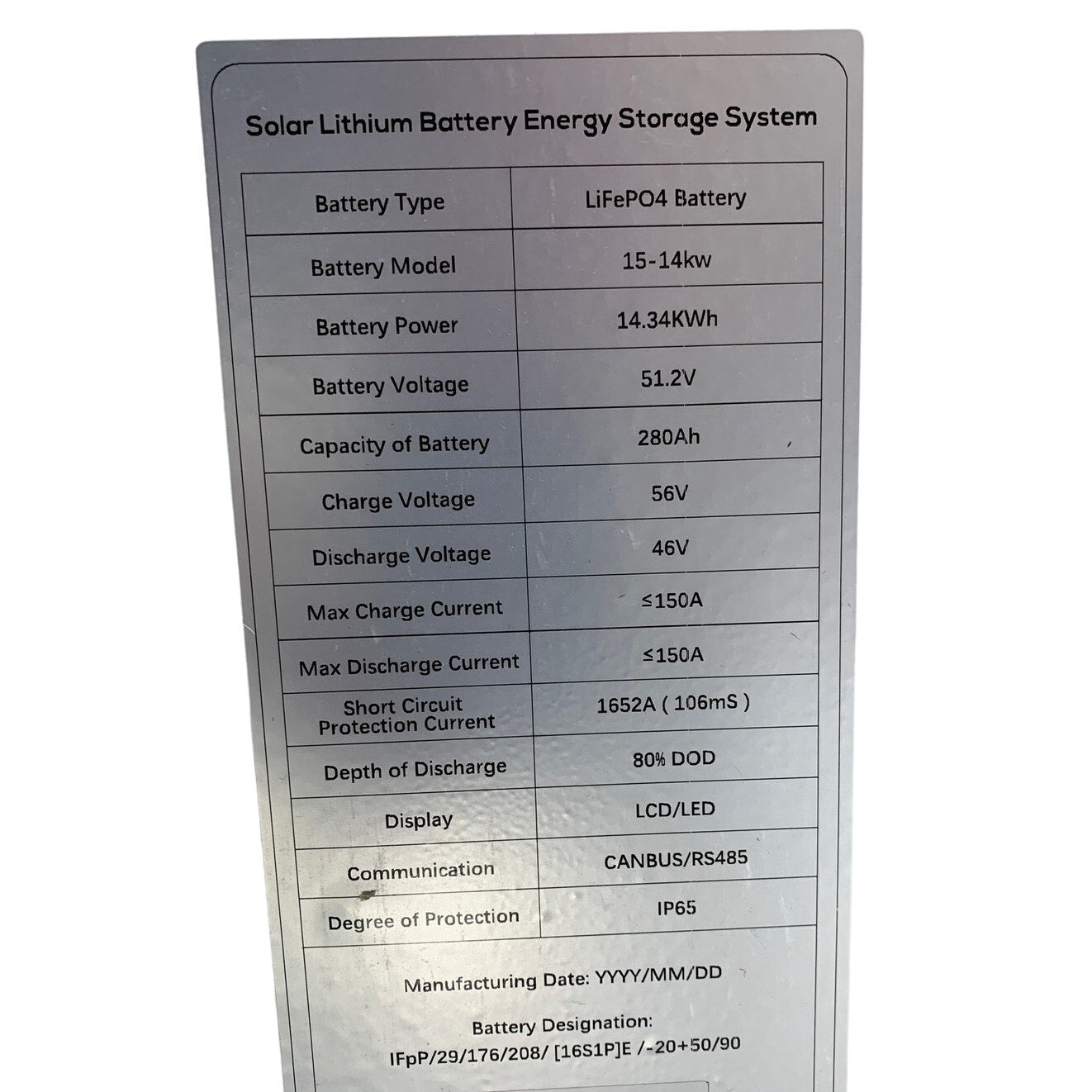 New GSL Electrosun LiFePO4 Solar Lithium 14.34KWh 51.2V Battery Power Bank