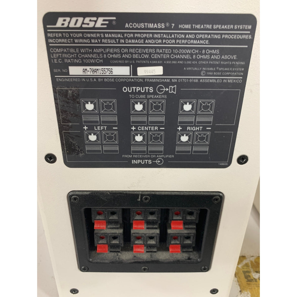 2 Bose Acoustimass Bass Modules, AM7 & AM5 Series II, White, Used