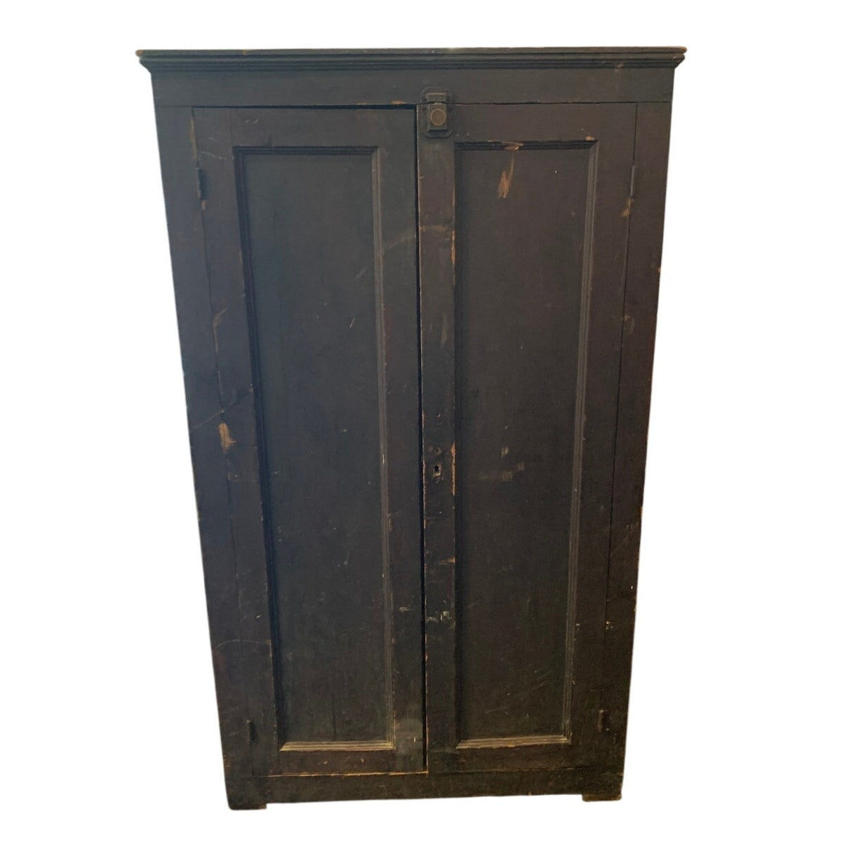 Antique Solid Wood Latching Cupboard – Rough-Hewn Rustic Farmhouse Cabinet