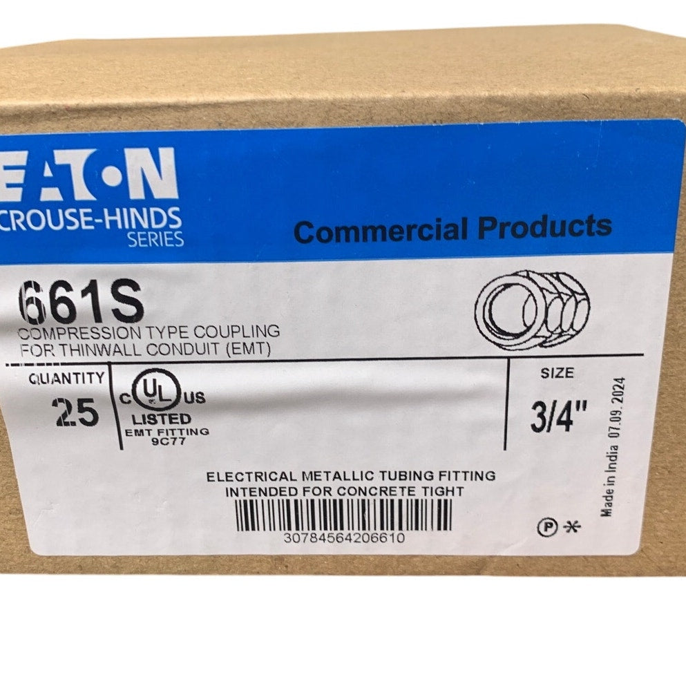 New In Box 25 Eaton 3/4" 661S EMT Thinwall Conduit Compression Couplings