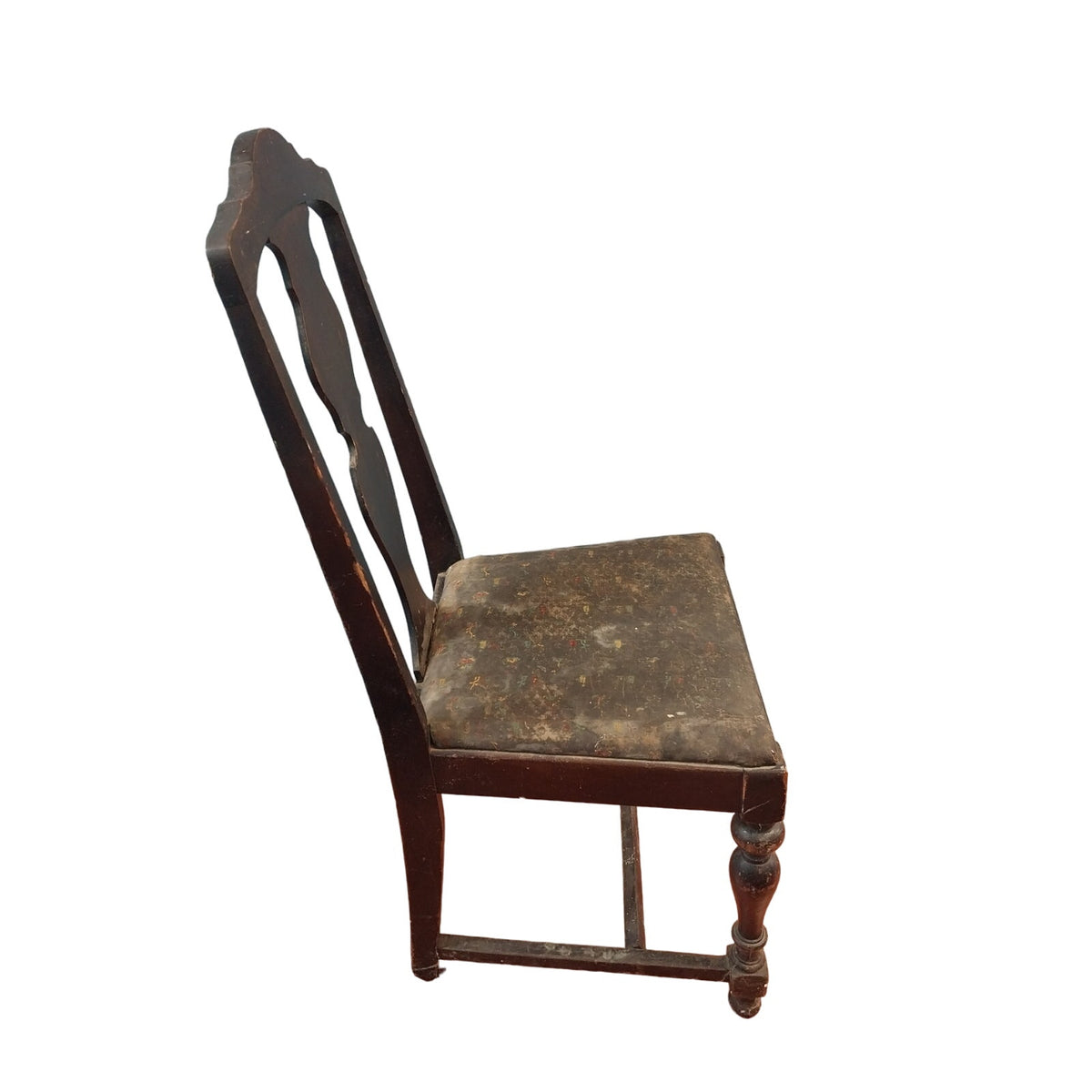 Vintage Roesch Queen Anne Style Floral Wood Dining Chair