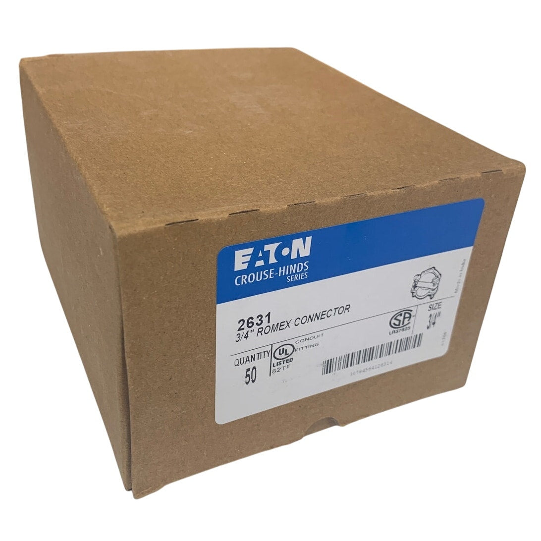50 New Eaton 3/4" Metal Conduit Fitting Romex Connectors 2631 In Original Box