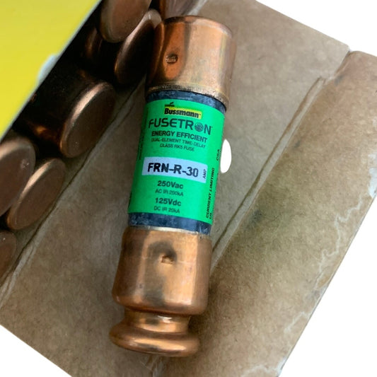 10 New In Box Cooper Bussmann Fusetron FRN-R-30 Time Delay Class RK5 Fuses