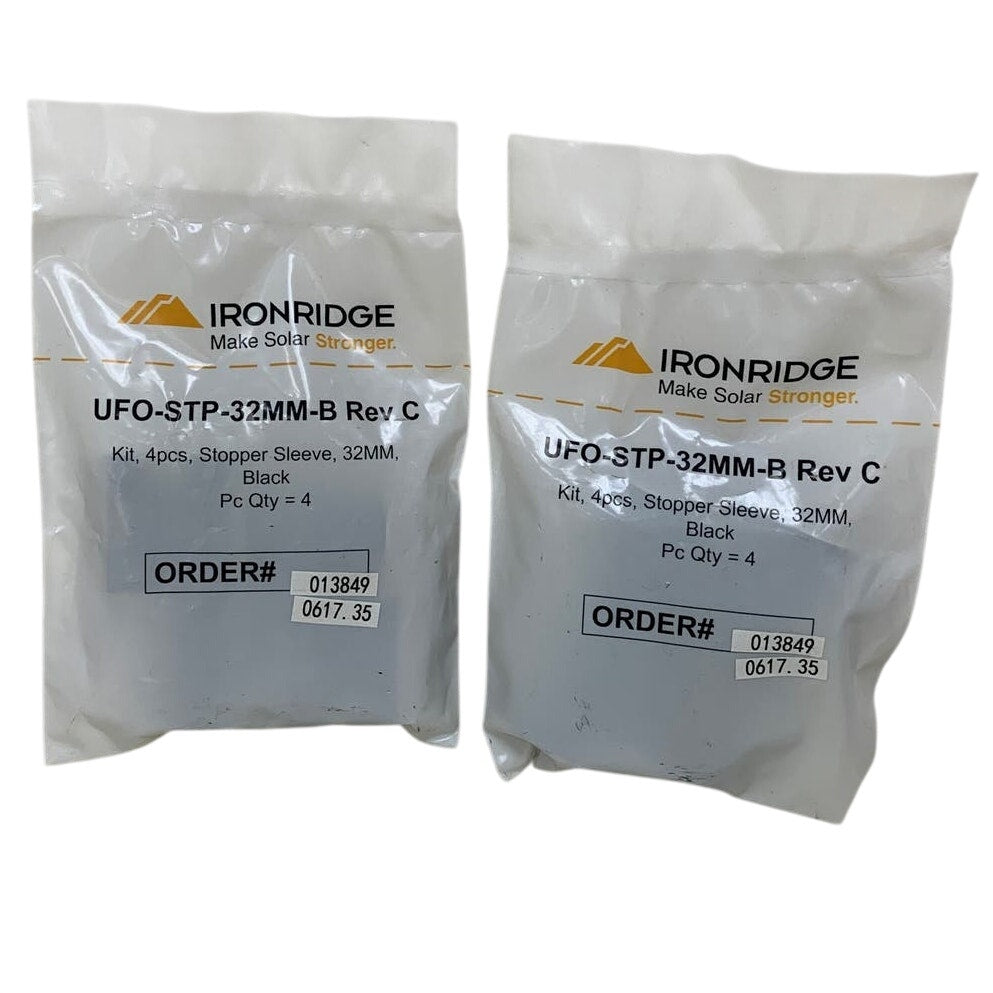 New 8-Pack Ironridge UFO-STP-32MM-B Rev C Black Metal Solar Panel Stopper Sleeve