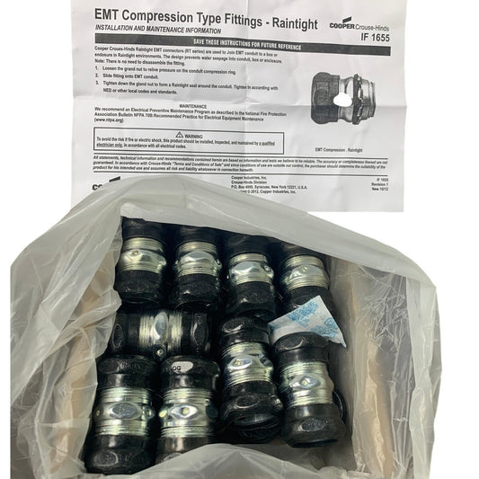 New In Box 25 Eaton 3/4" 661RT EMT Compression Couplings Concrete Rain Tight
