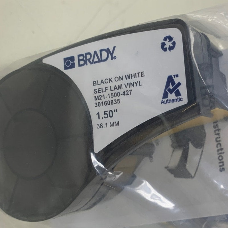 New Brady 1.5" Matte Self Lam Vinyl Wire Marking Black On White Print Cartridge