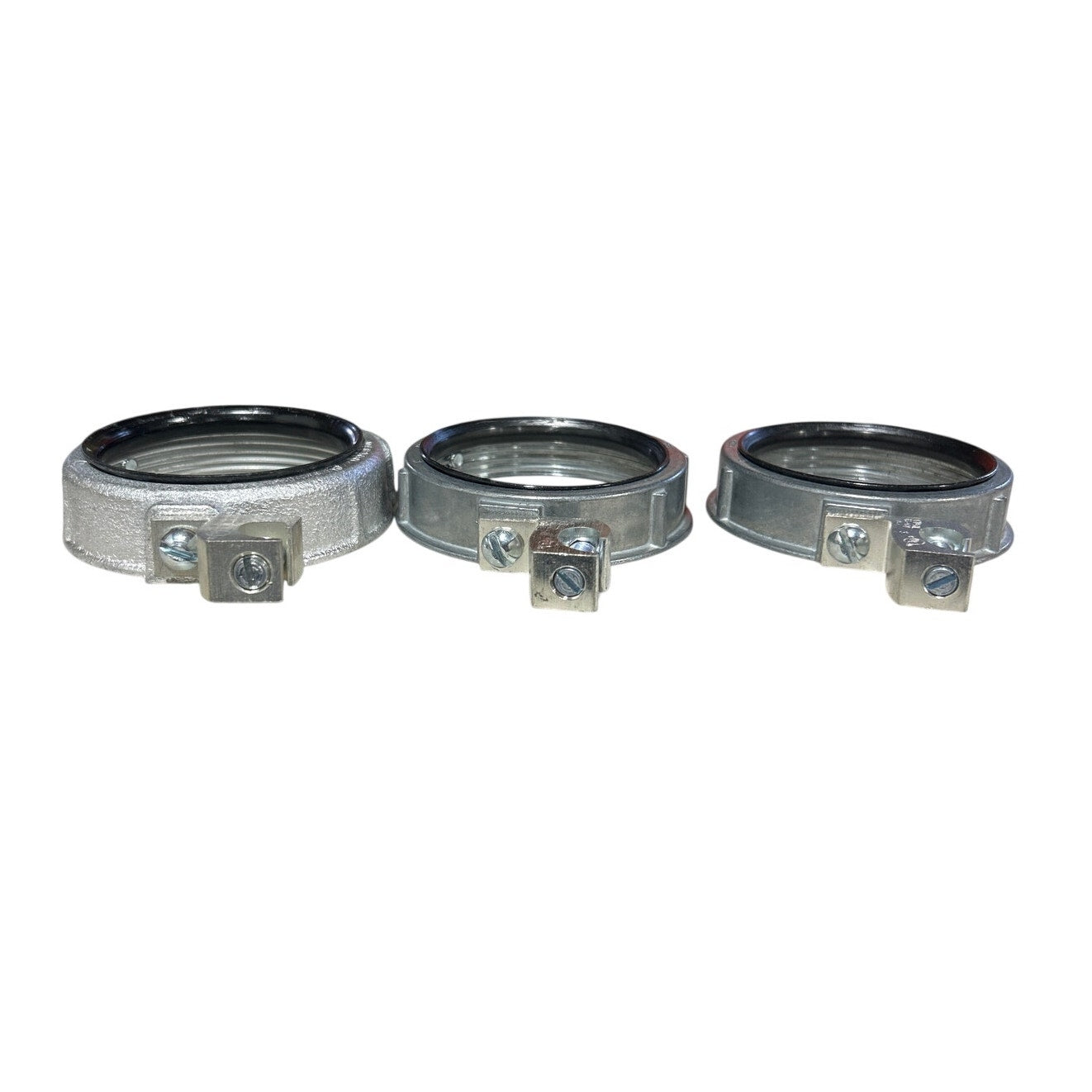 Lot of 3 Various Brands 3" Insulated Metal Grounding Bushings Missing Screws