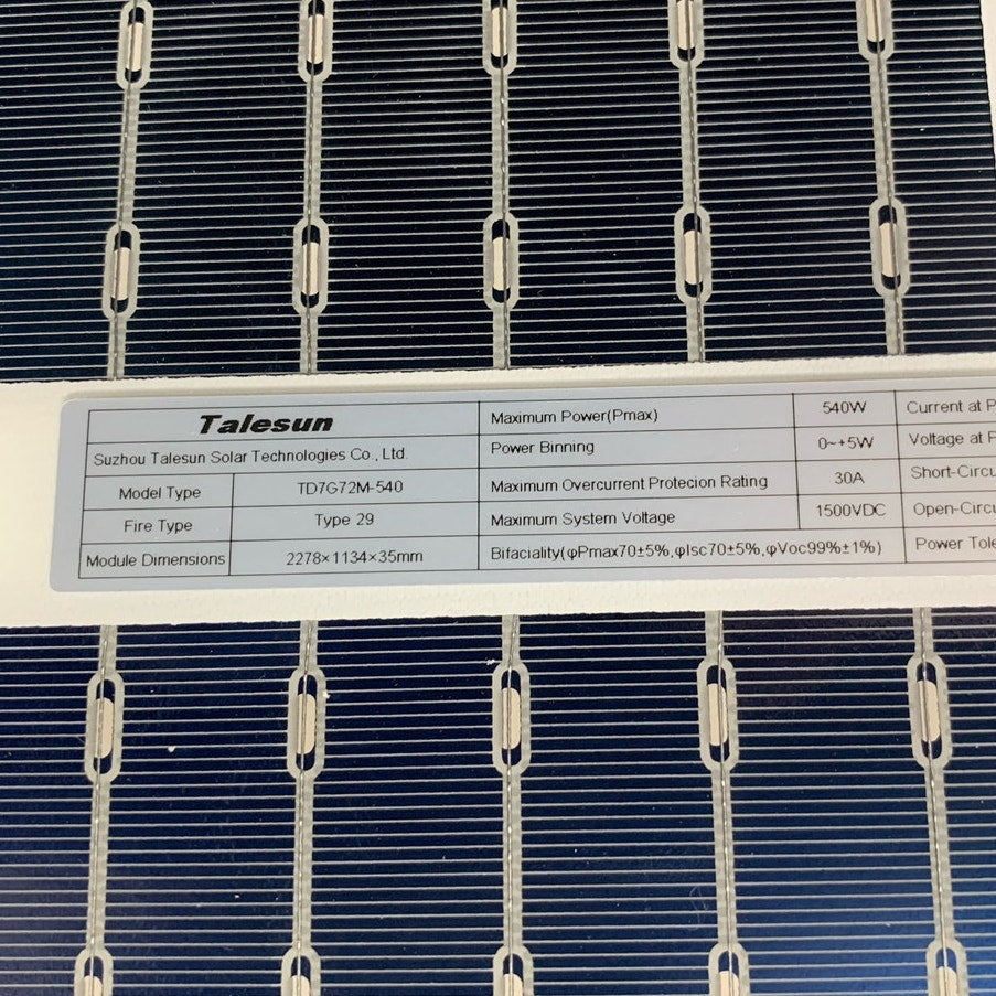 New Talesun 540W Bifacial Monocrystalline Half Cut PERC Solar Panel Module