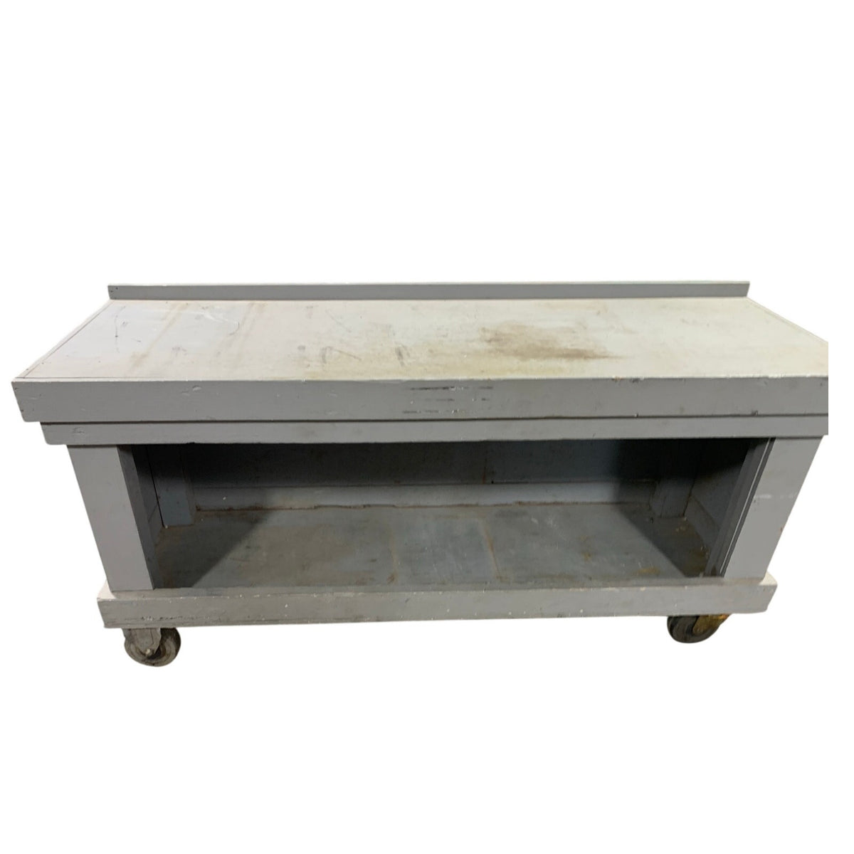 Vintage 72" Heavy-Duty Wood Rolling Work Cart — Industrial Shop Table