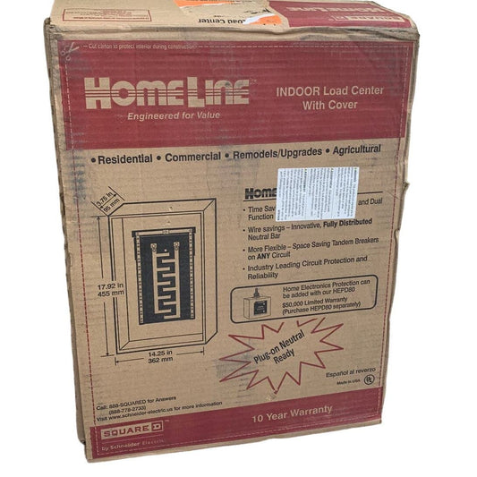 New In Original Box Square D Home Line 125AMP Metal Indoor Load Center w Cover