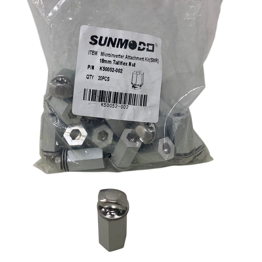 New 20 piece Sunmodo Microinverter Attachment Kit 18mm Tall Hex Nut K50052-002