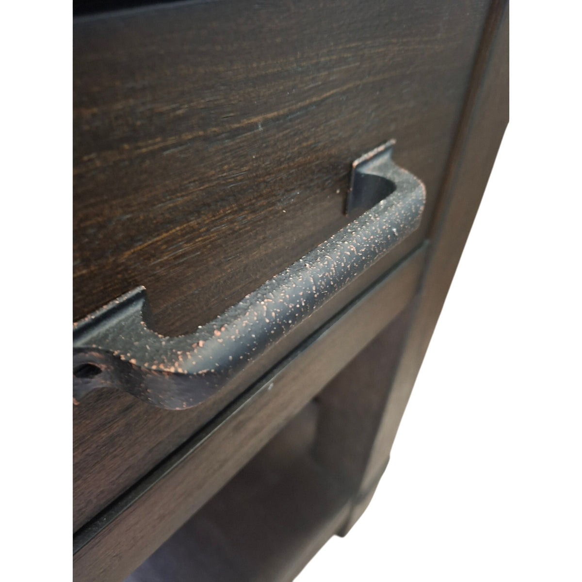 Craftsman Style Dark Solid Wood Side Table Rustic Hardware Dovetail Joint Drawer