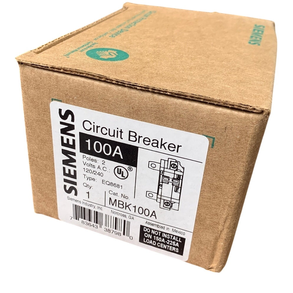 New Siemens 100A 2 Pole 120/240V Type EQ8681 Circuit Breaker w Original Box