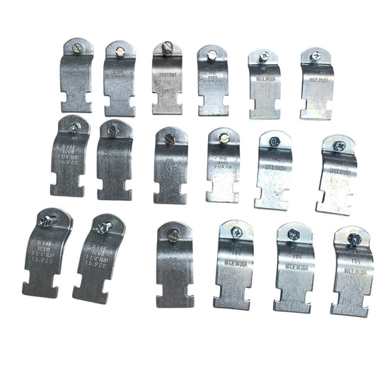 18 New Open Box 1 1/4" Rigid 1 5/8" OD Metal Pipe Strut Sets w Hardware