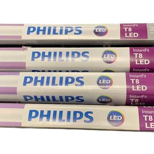 4 New in Box Philips InstantFit LED T8 32W 48” Commercial Light Bulbs